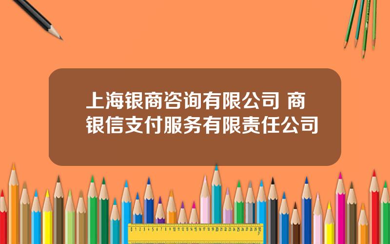 上海银商咨询有限公司 商银信支付服务有限责任公司